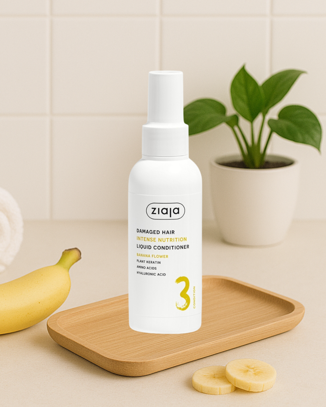 Après-shampoing Réparateur en Spray à la Banane – Cheveux abîmés, secs ou colorés – Ziaja