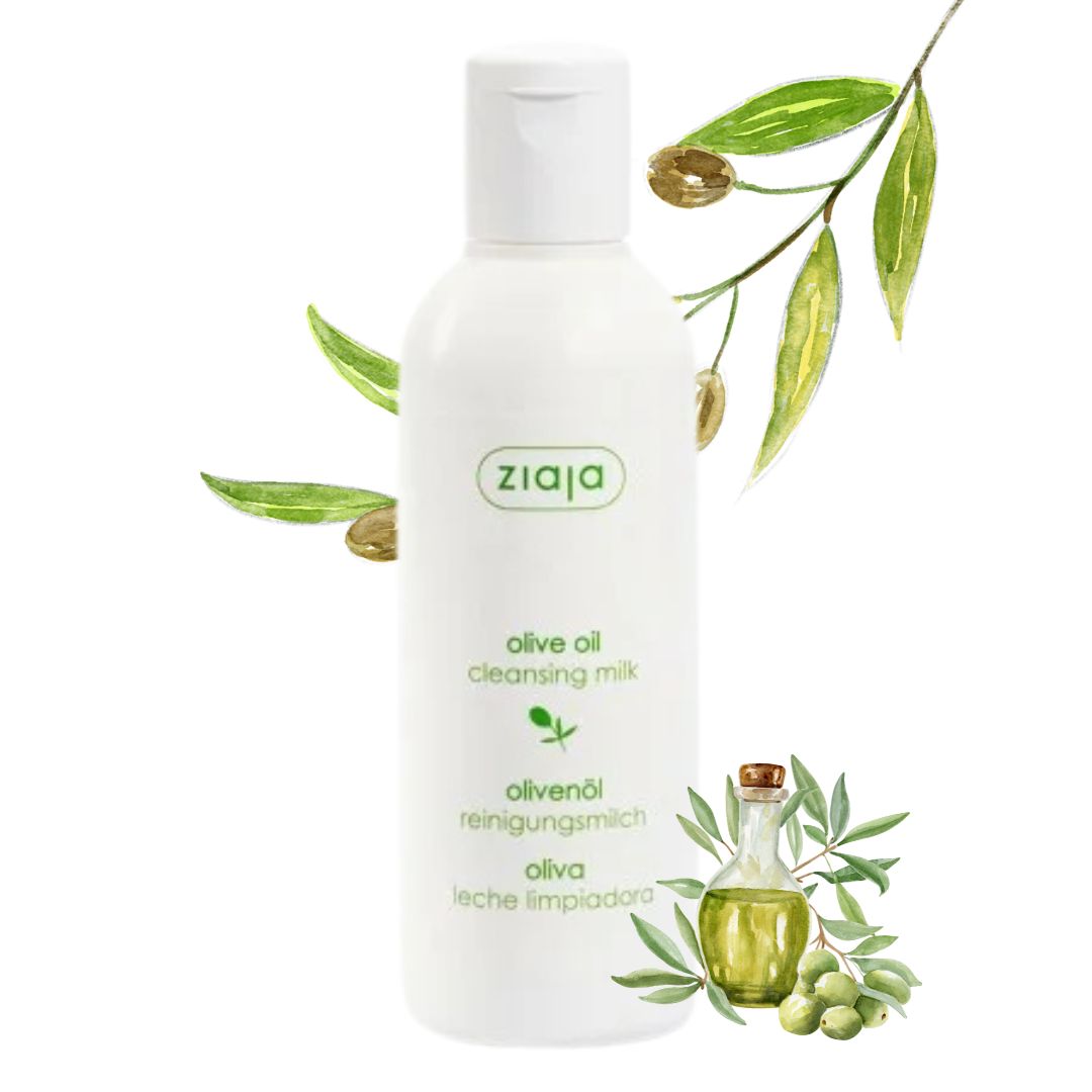 Lait démaquillant Ziaja à l’huile d’olive – Nettoyant visage doux et nourrissant pour peaux sèches &amp; pour tous les types de peau, enlève efficacement le maquillage et les impuretés.